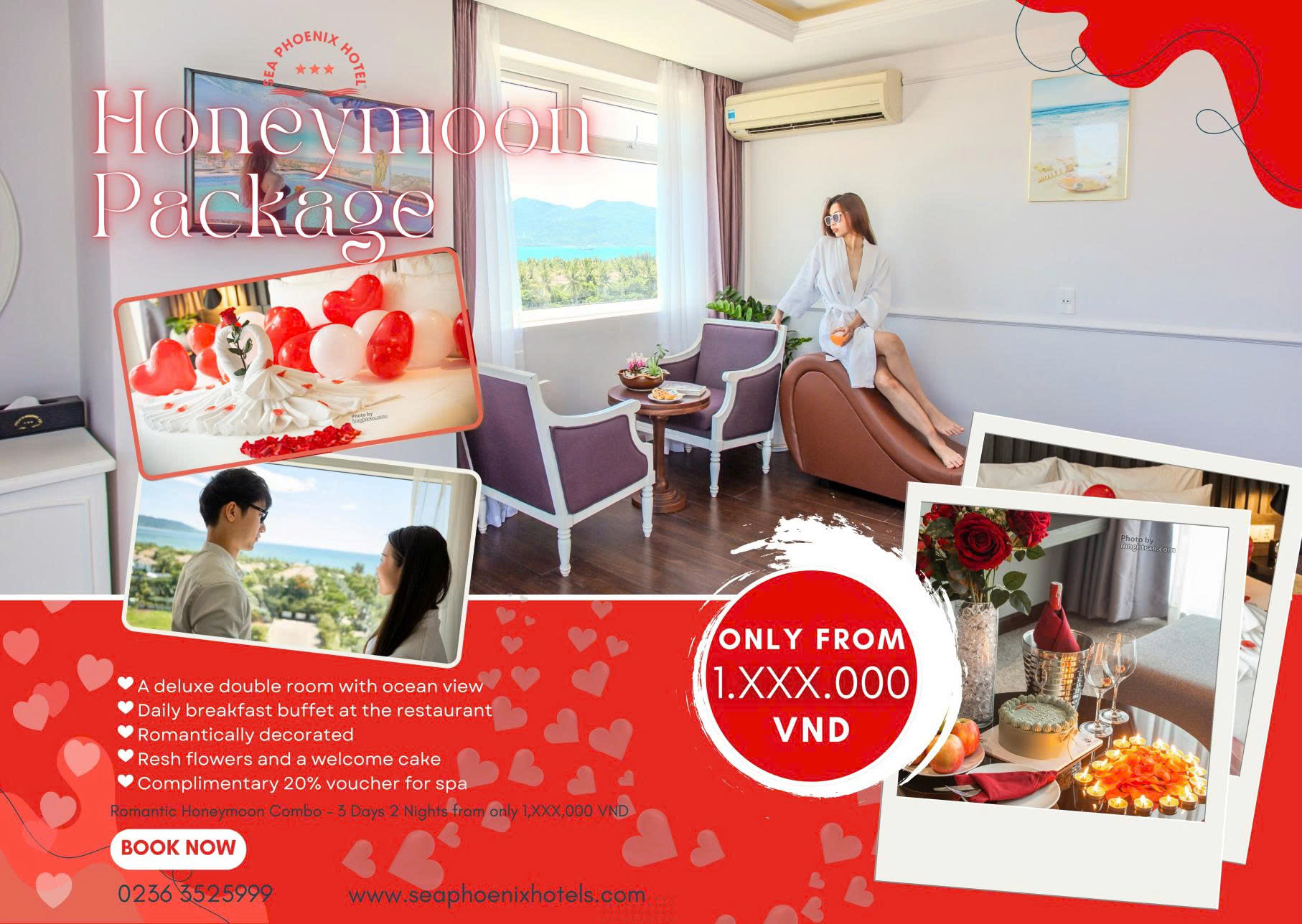 Combo Trăng Mật Lãng Mạn – 3 Ngày 2 Đêm tại Sea Phoenix Hotel